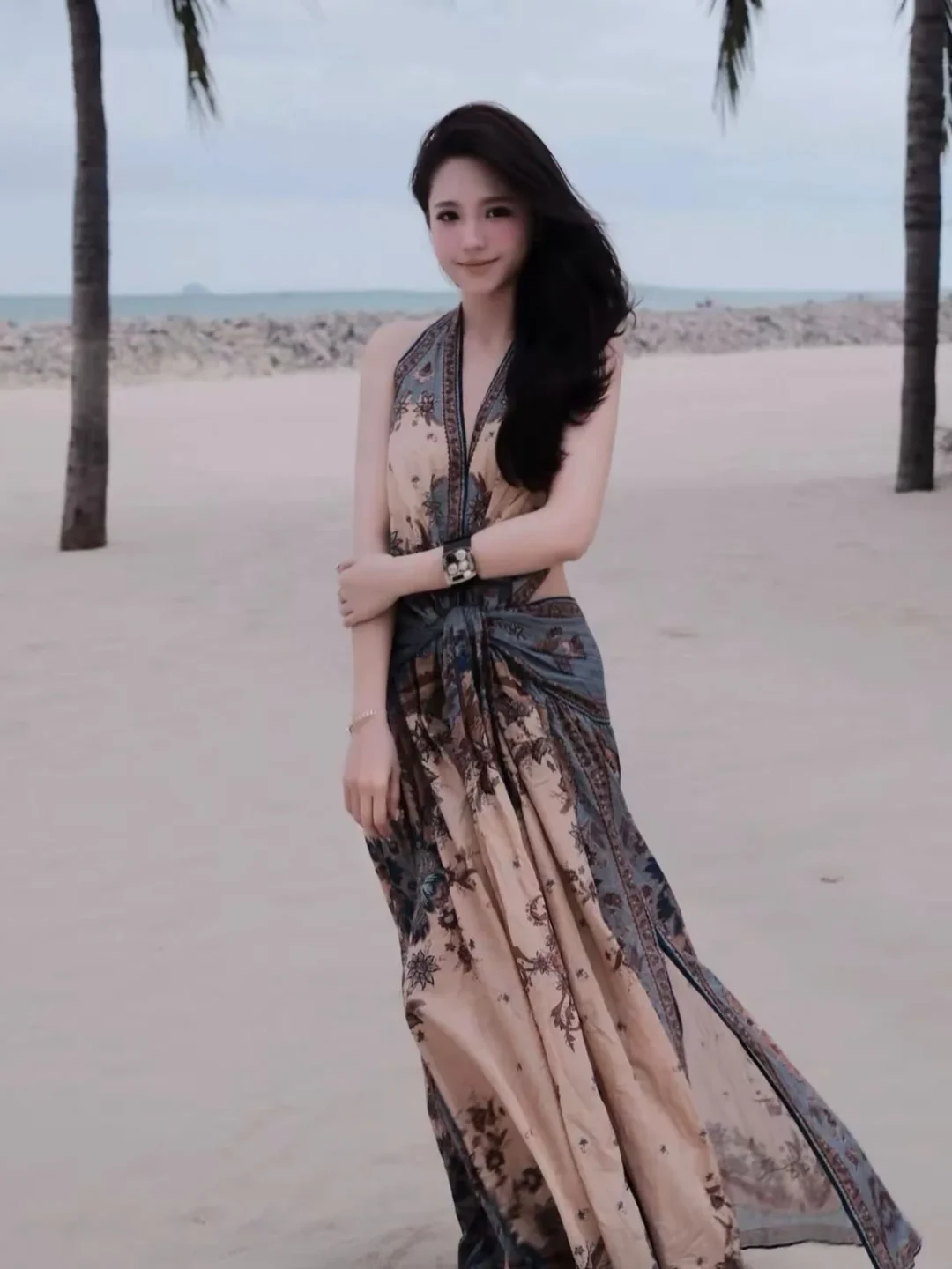 Photo 1 of Váy maxi hoa boho voan chiffon nữ