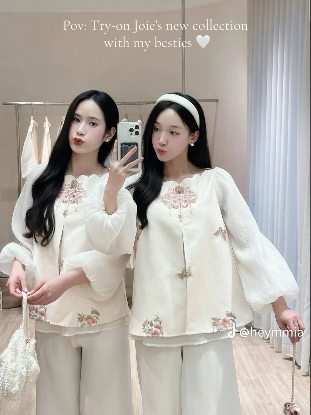 Ảnh 3 của Set áo quần thêu hoa nữ trắng kem