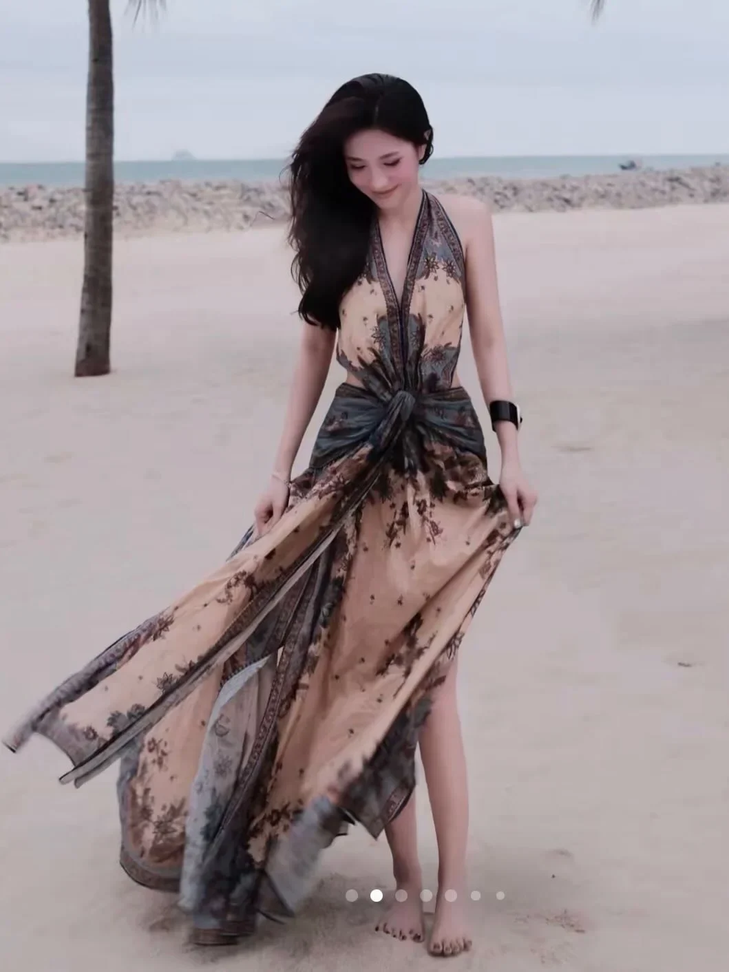 Photo 2 of Váy maxi hoa boho voan chiffon nữ