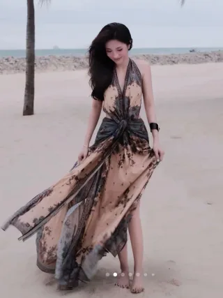 Photo 2 of Váy maxi hoa boho voan chiffon nữ