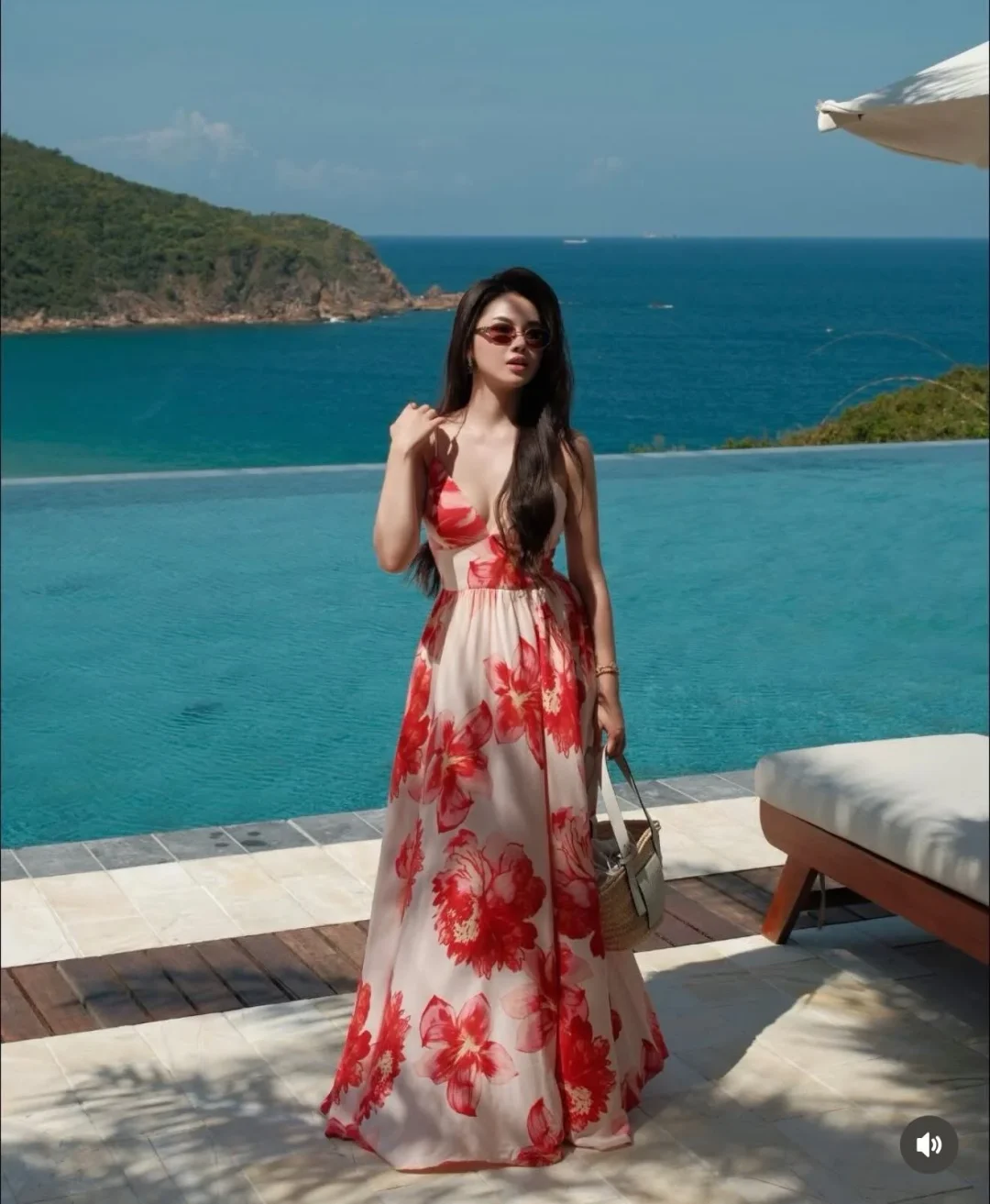 Ảnh 4 của Đầm maxi hoa đỏ voan nữ NAN