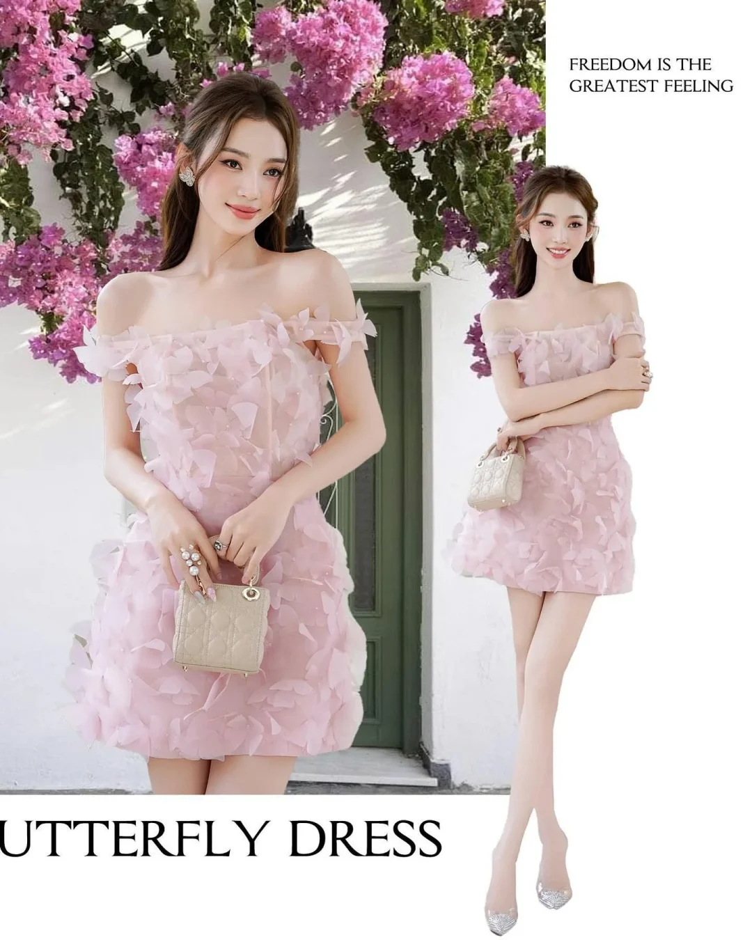 Ảnh 4 của Váy tiệc hồng cánh hoa Josephin nữ