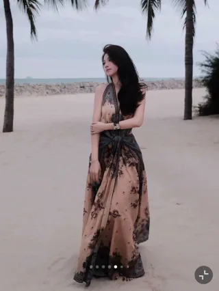 Photo 3 of Váy maxi hoa boho voan chiffon nữ