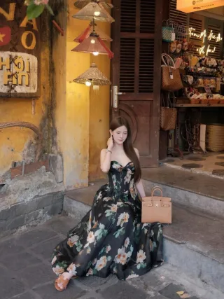 Photo 1 of Váy maxi hoa corset lụa Zimerman VIP