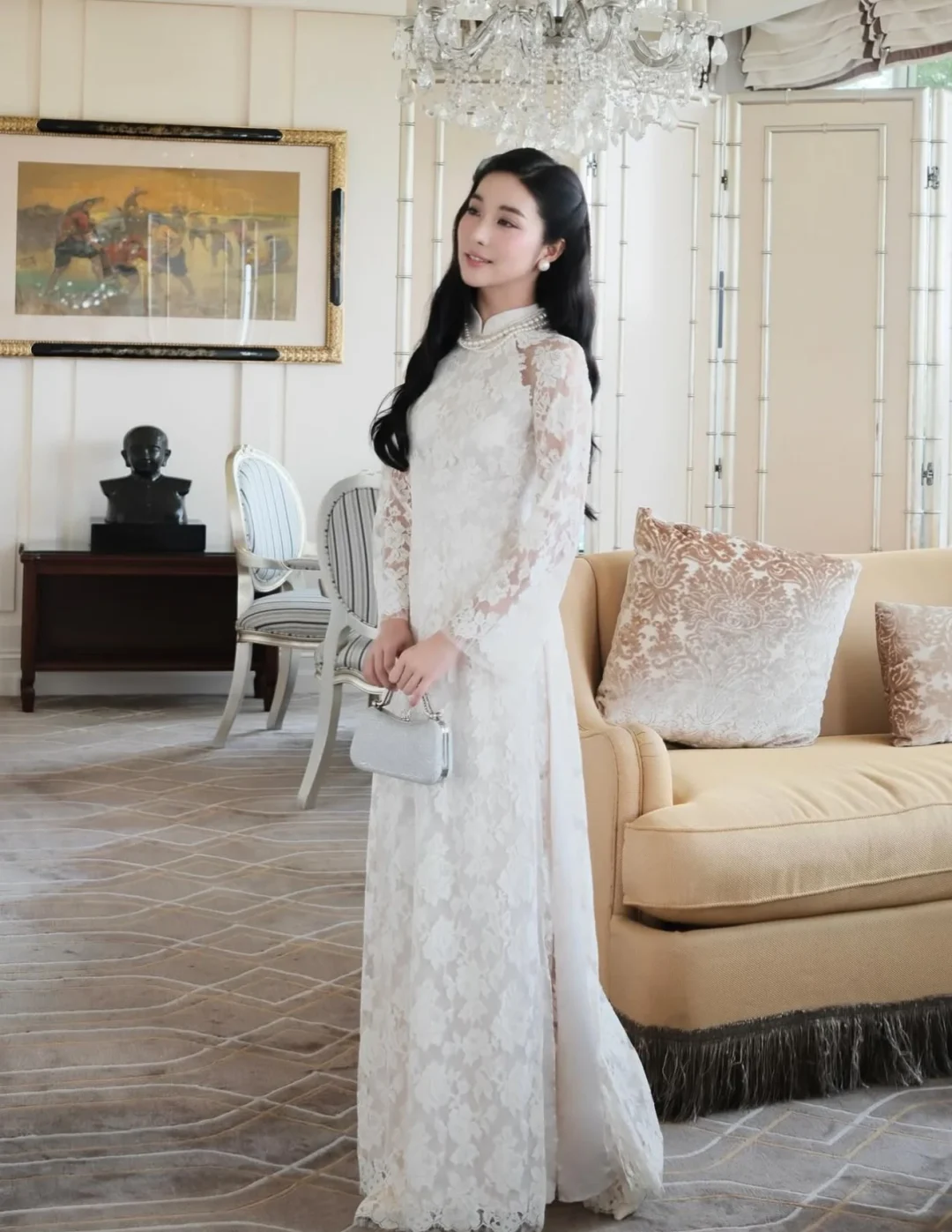 Ảnh 9 của Áo dài ren trắng nữ Tú Vy Maison Havu