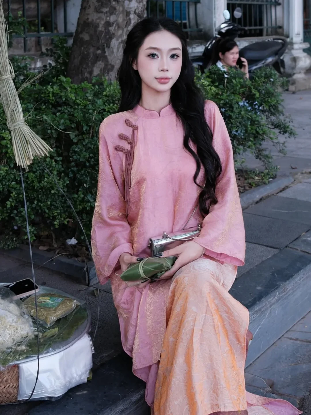 Photo 5 of Áo dài cách tân hồng nữ Petbychang DH0015