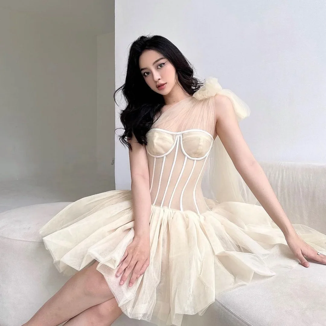 Ảnh 9 của Váy tiệc tulle ngắn kem Eser de Léna
