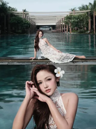Photo 1 of Váy ren trắng dài một vai Vera