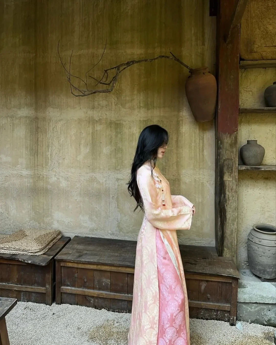 Photo 6 of Áo dài 4 tà cam hồng Renée Studio