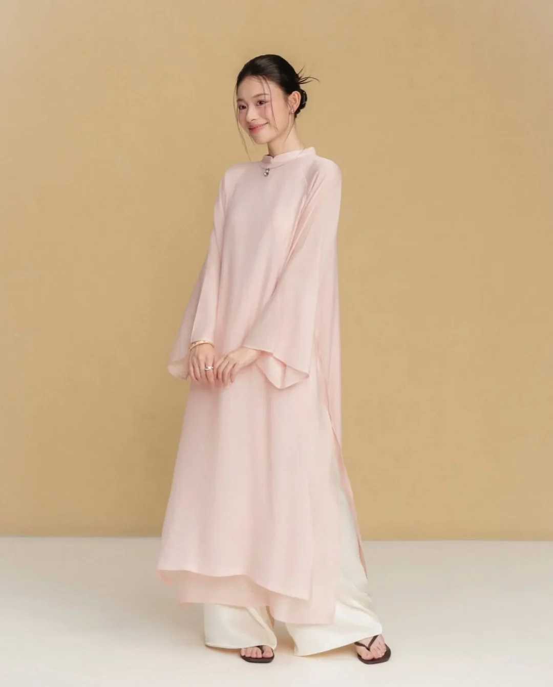 Ảnh 6 của Áo dài nữ hồng pastel Hạ Vy Dob