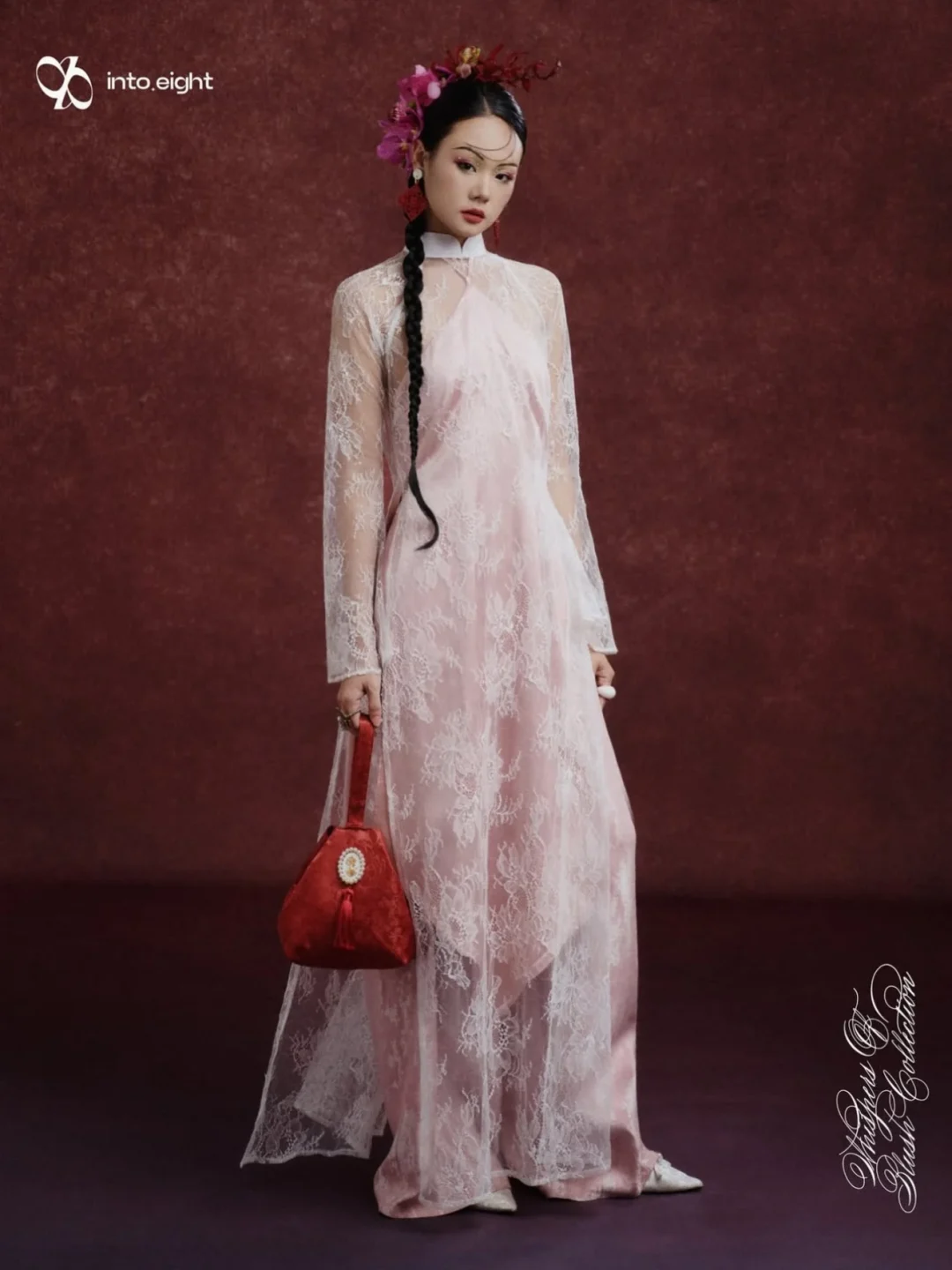 Photo 8 of Áo dài ren hồng pastel Duyên DH0021
