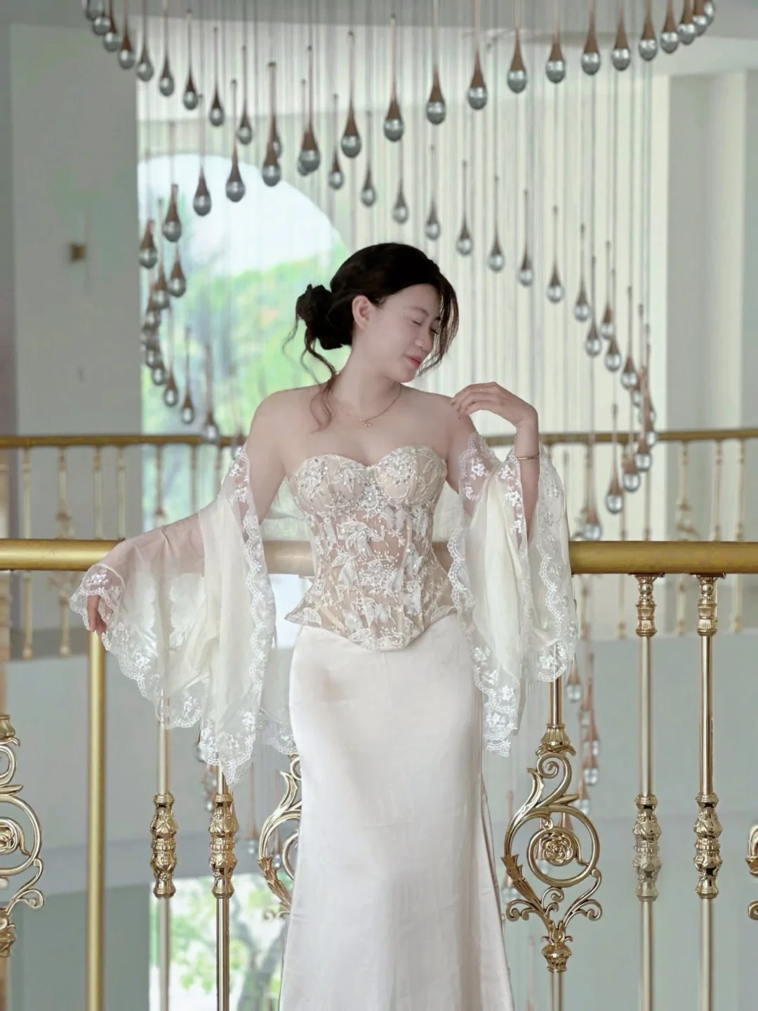 Ảnh 7 của Set váy lụa đá pha lê corset SK0008