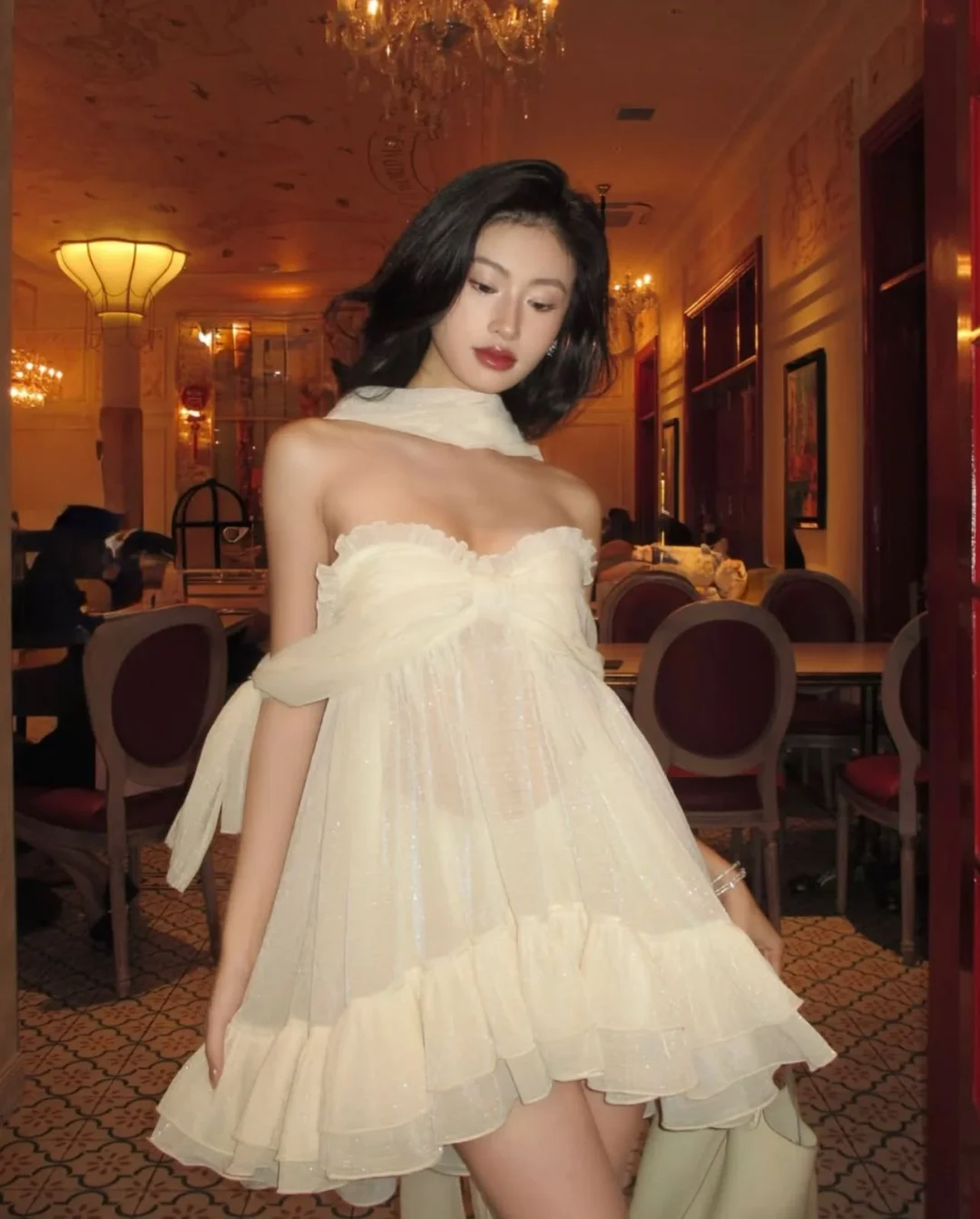 Photo 5 of Set Váy Babydoll Trắng Jirene Bowie