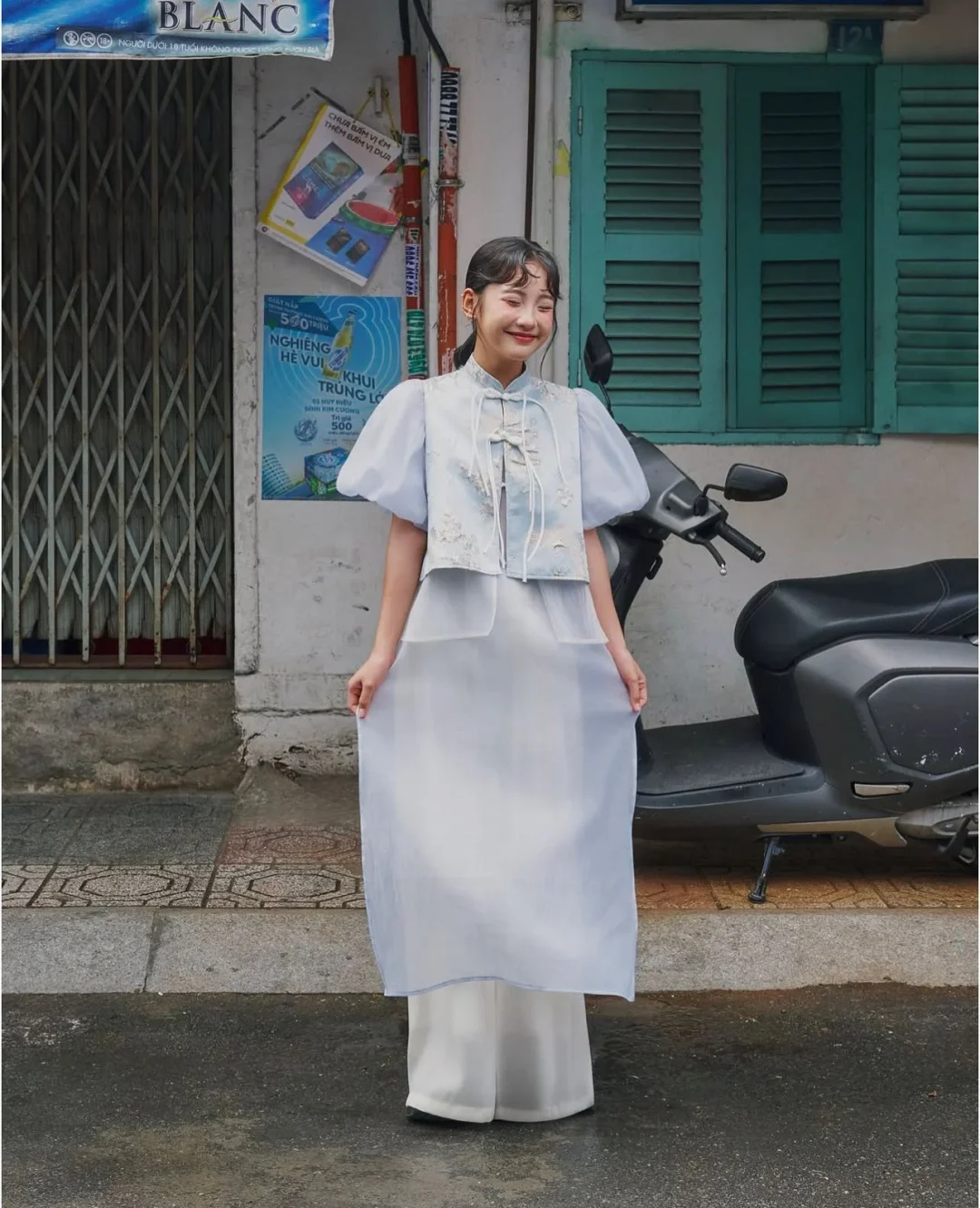 Photo 5 of Áo dài xanh pastel nữ REMMUS Cát An