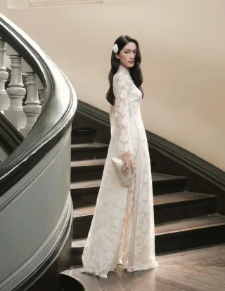Ảnh 4 của Áo dài ren trắng nữ Tú Vy Maison Havu