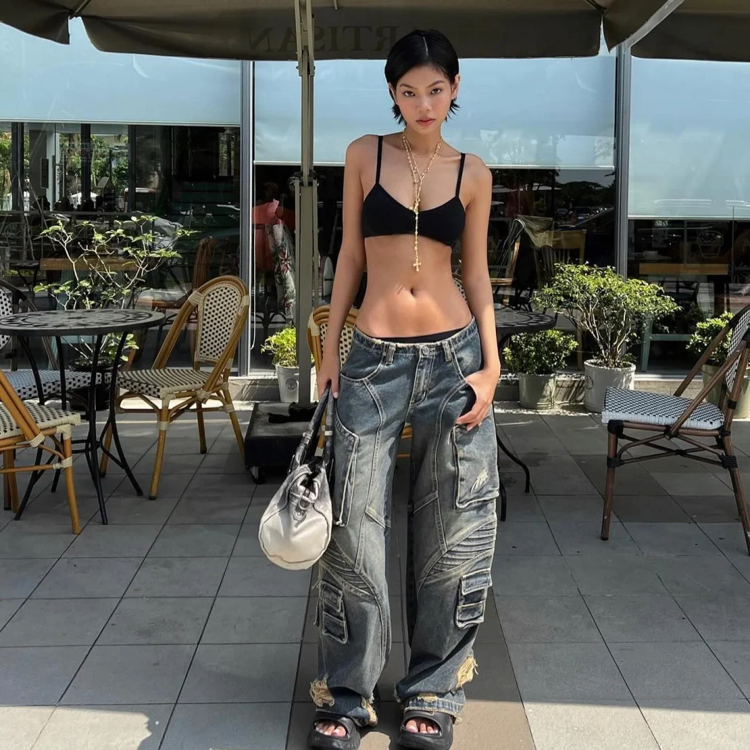 Photo 5 of Quần jeans cargo unisex Hades xanh nhạt