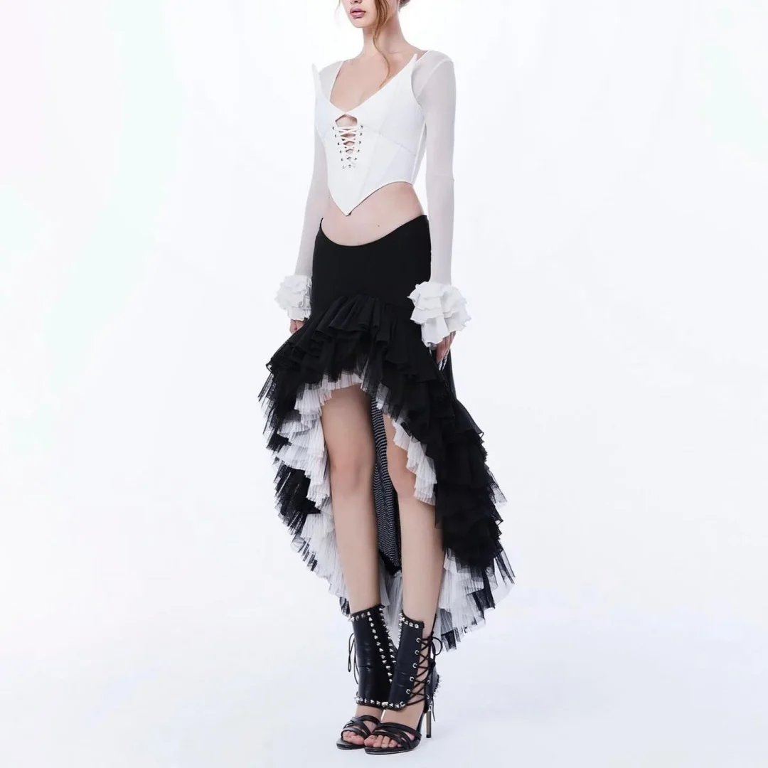 Ảnh 3 của Chân váy Coco Liniss ruffle đen trắng size S