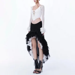 Ảnh 3 của Chân váy Coco Liniss ruffle đen trắng size S
