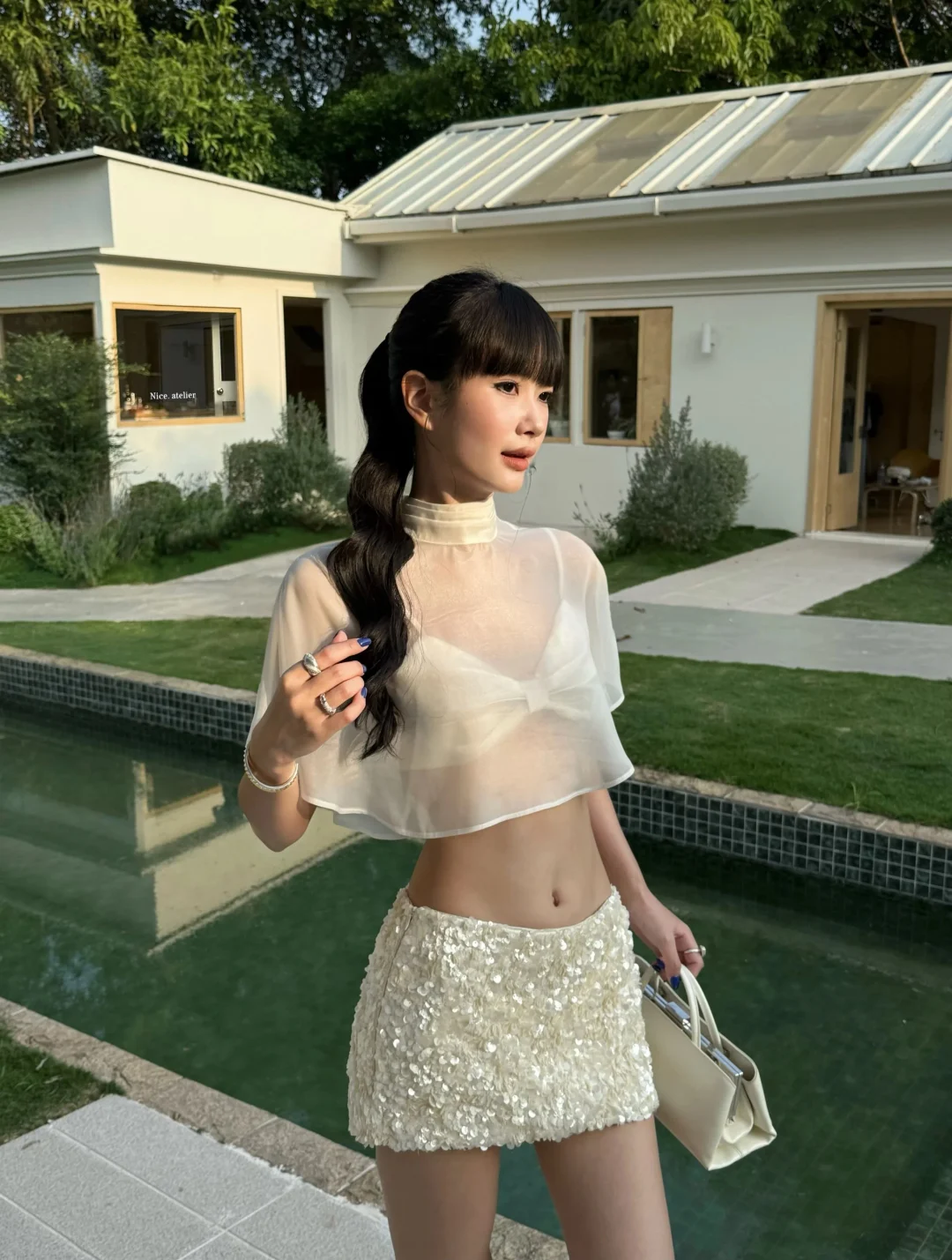 Photo 3 of Set váy sequin kèm cape Venuie nữ