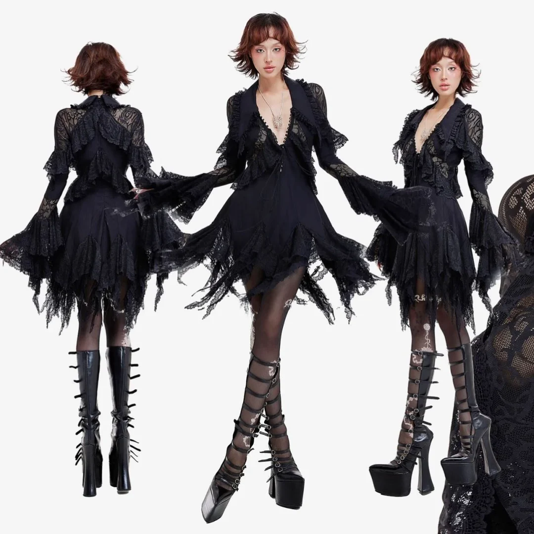 Ảnh 5 của Váy ren đen rũ gothic Muffin Dress