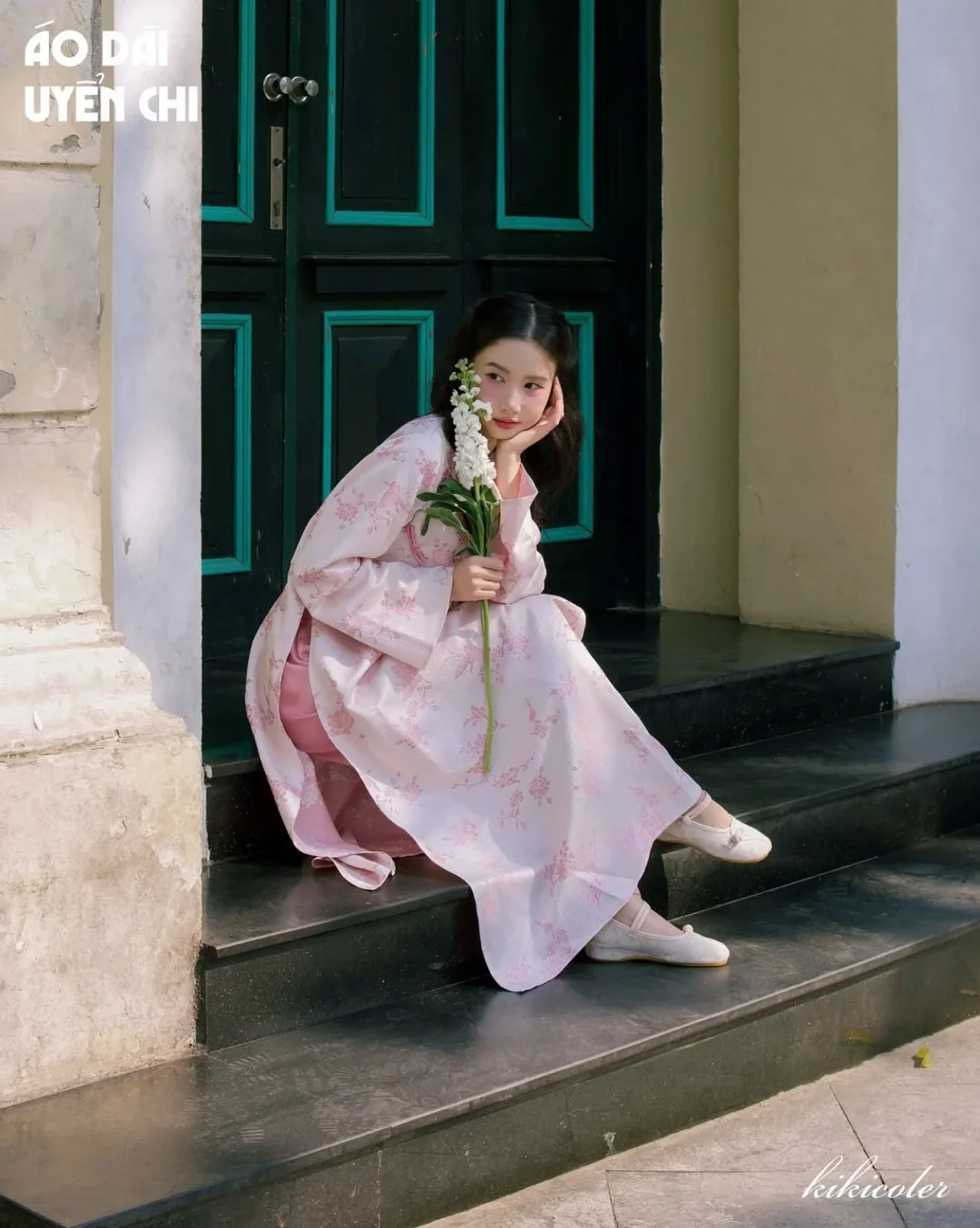 Photo 1 of Áo dài lụa hồng nhạt Uyển Chi nữ
