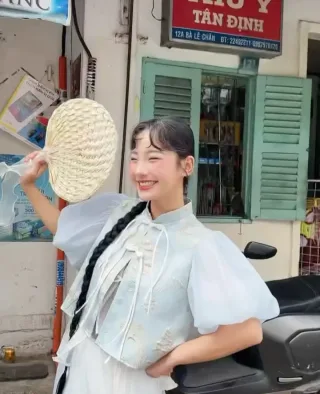 Photo 2 of Áo dài xanh pastel nữ REMMUS Cát An