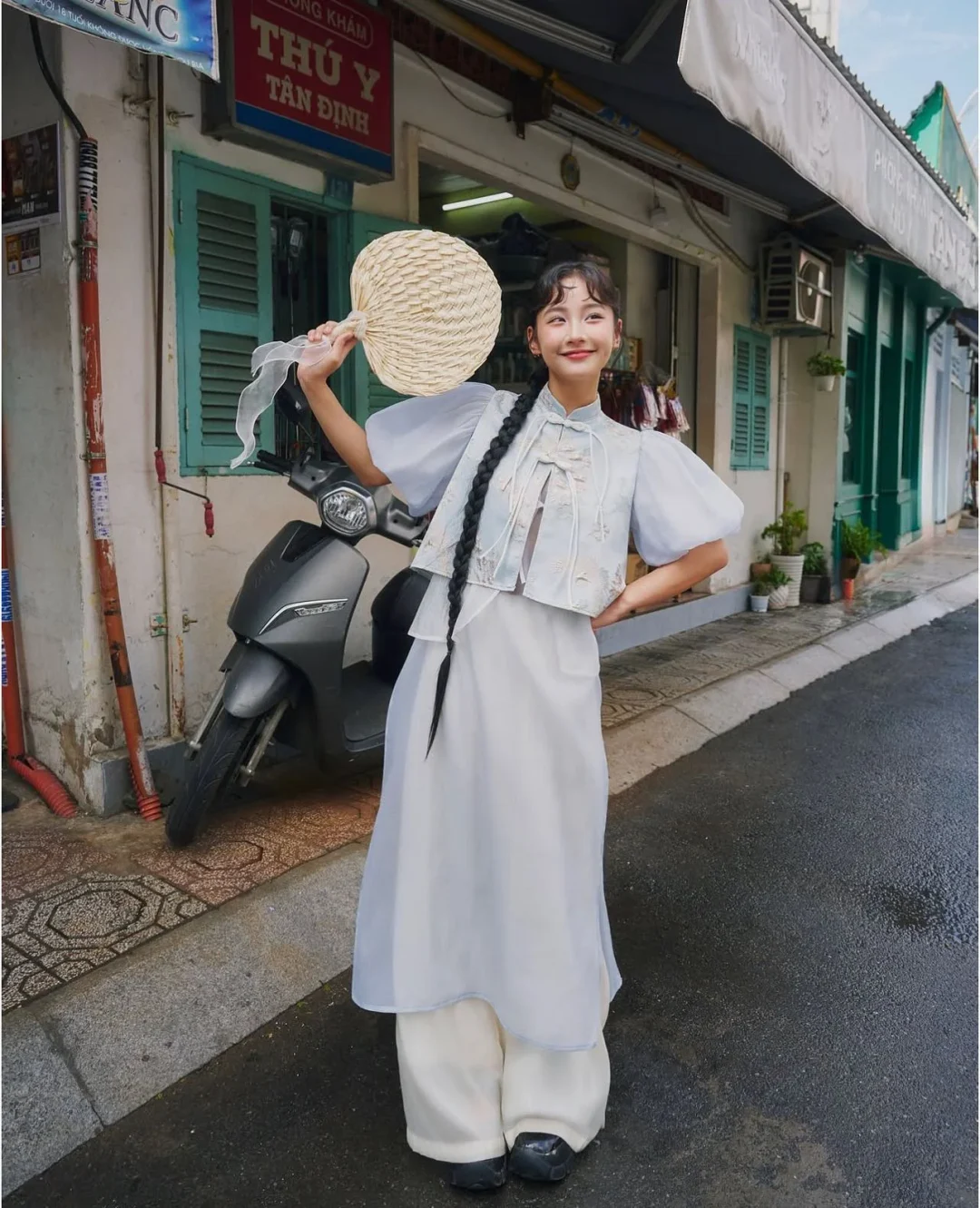 Photo 1 of Áo dài xanh pastel nữ REMMUS Cát An