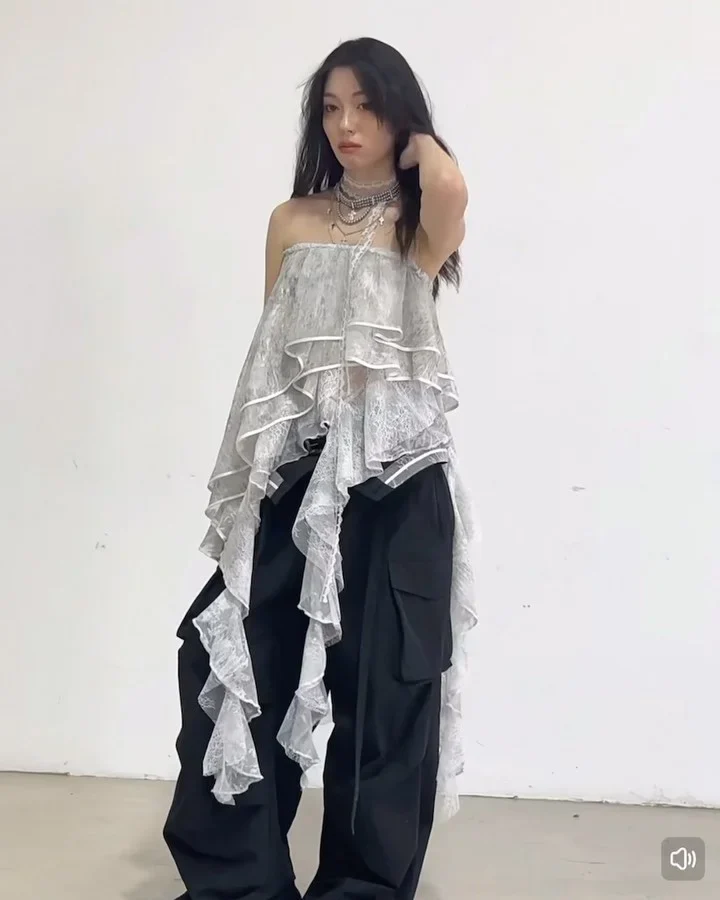 Photo 8 of Váy ren trắng bèo nhún DT0032 nữ