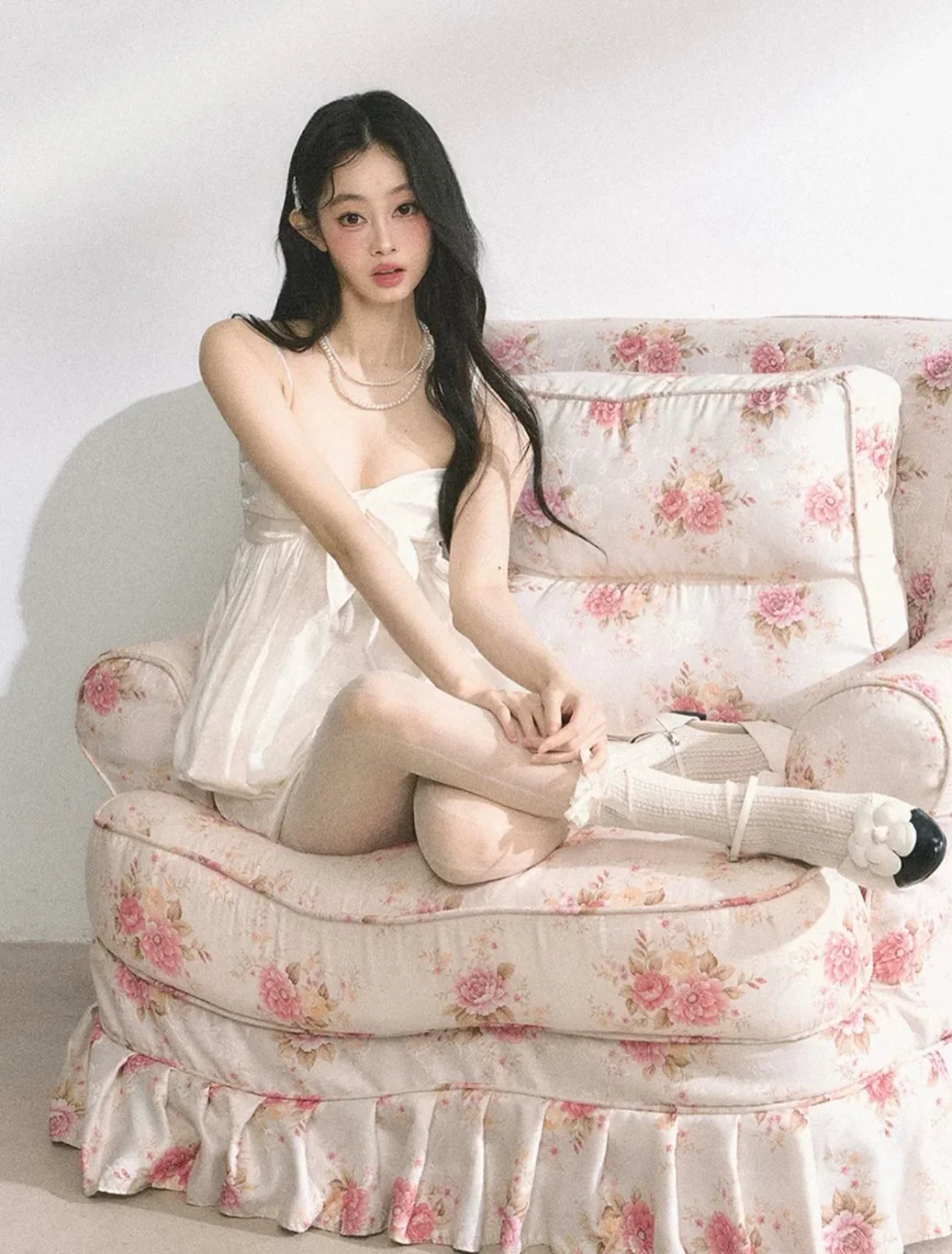 Photo 10 of Set áo dây bồng bềnh trắng Shaoyeyan nữ