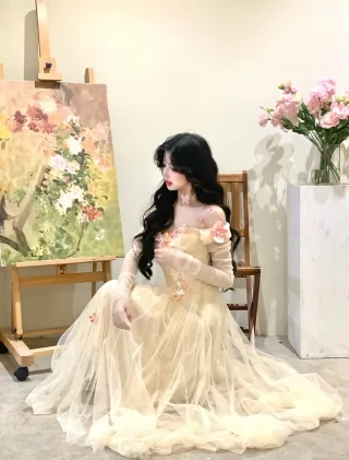 Photo 1 of Váy công chúa Blossom Nymph vàng nhạt LACEMACE