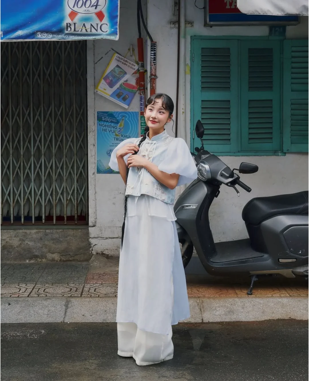 Photo 3 of Áo dài xanh pastel nữ REMMUS Cát An