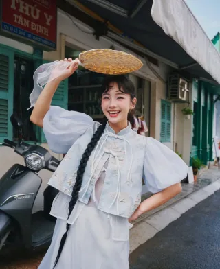 Photo 4 of Áo dài nữ REMMUS Cát An hồng pastel