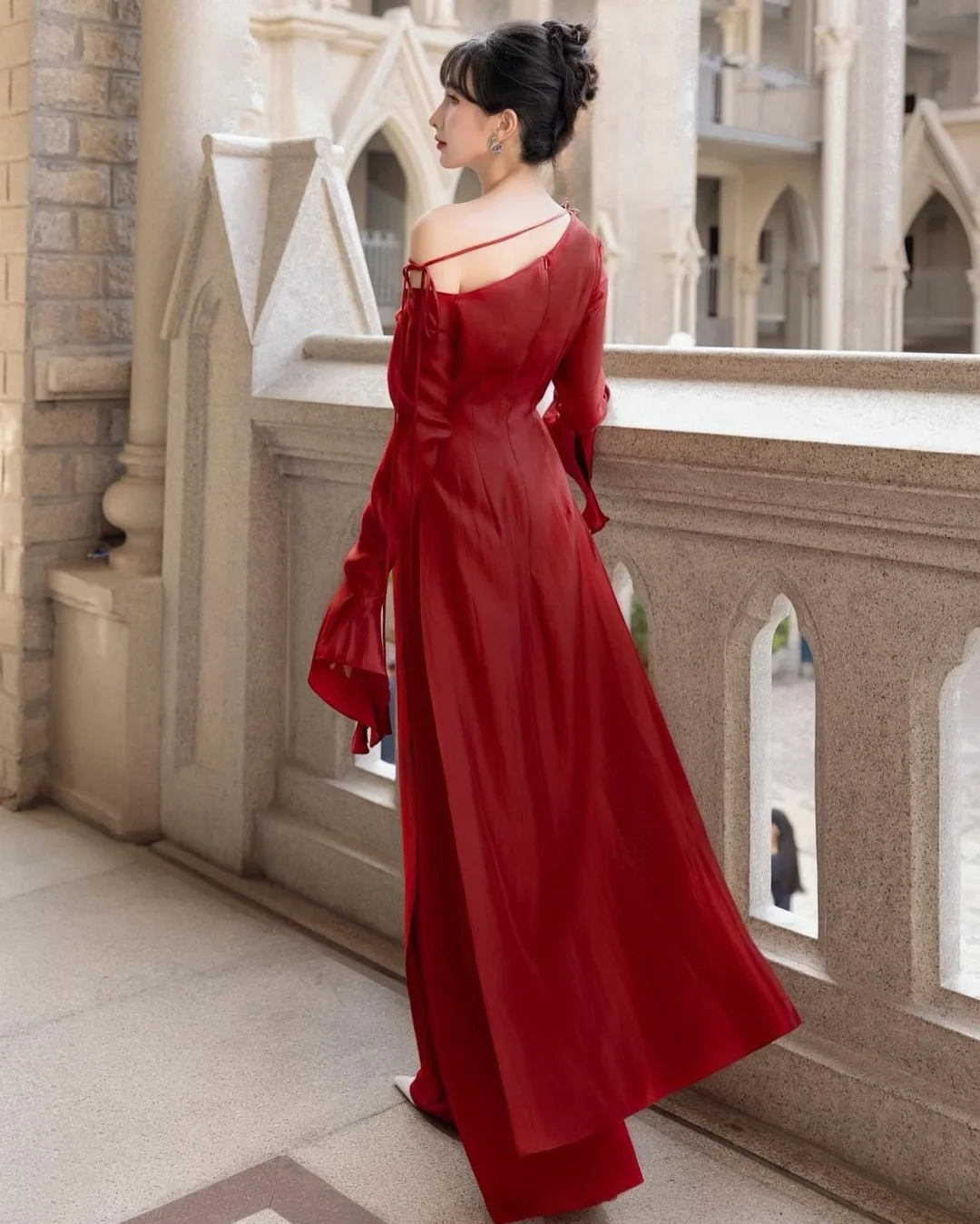Ảnh 6 của Áo dài Carina đỏ cách tân nữ