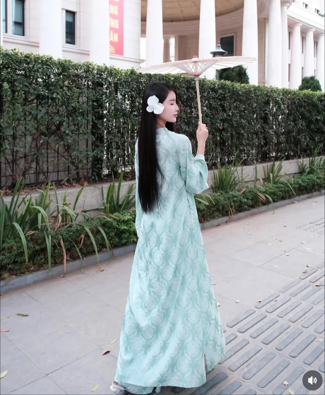Photo 3 of Áo dài Mãn Anh Đường xanh mint freesize