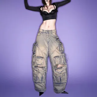 Photo 2 of Quần jeans cargo ASSylum*69 oversized nữ