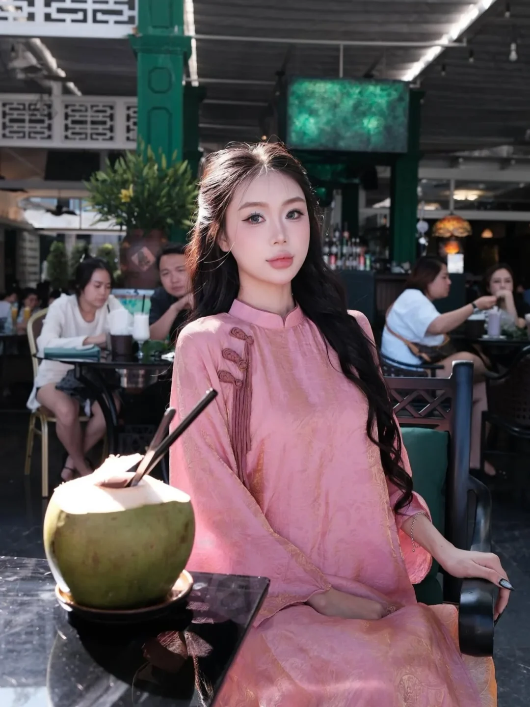 Photo 4 of Áo dài cách tân hồng nữ Petbychang DH0015