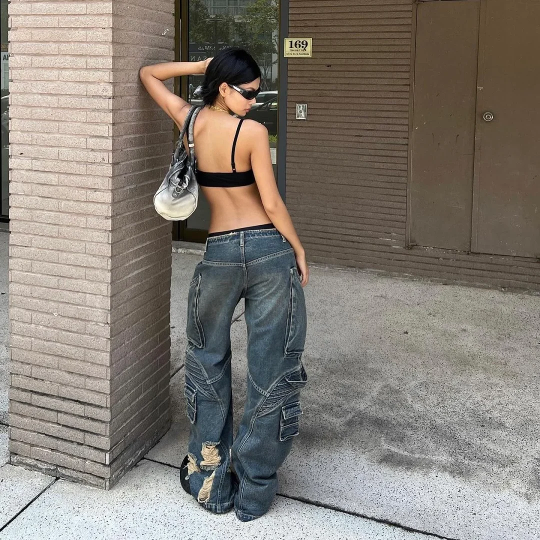 Photo 7 of Quần jeans cargo unisex Hades xanh nhạt