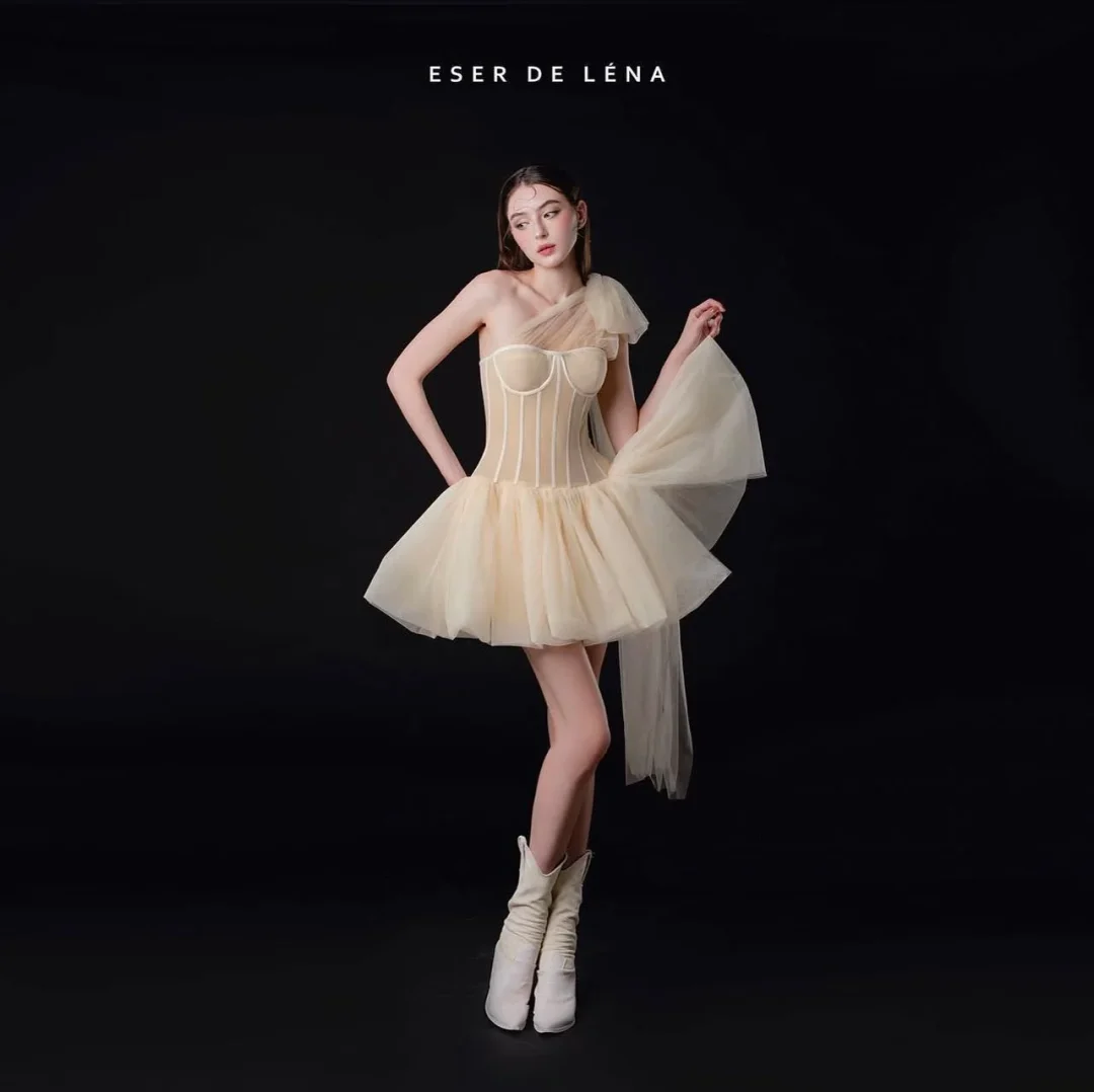 Ảnh 2 của Váy tiệc tulle ngắn kem Eser de Léna
