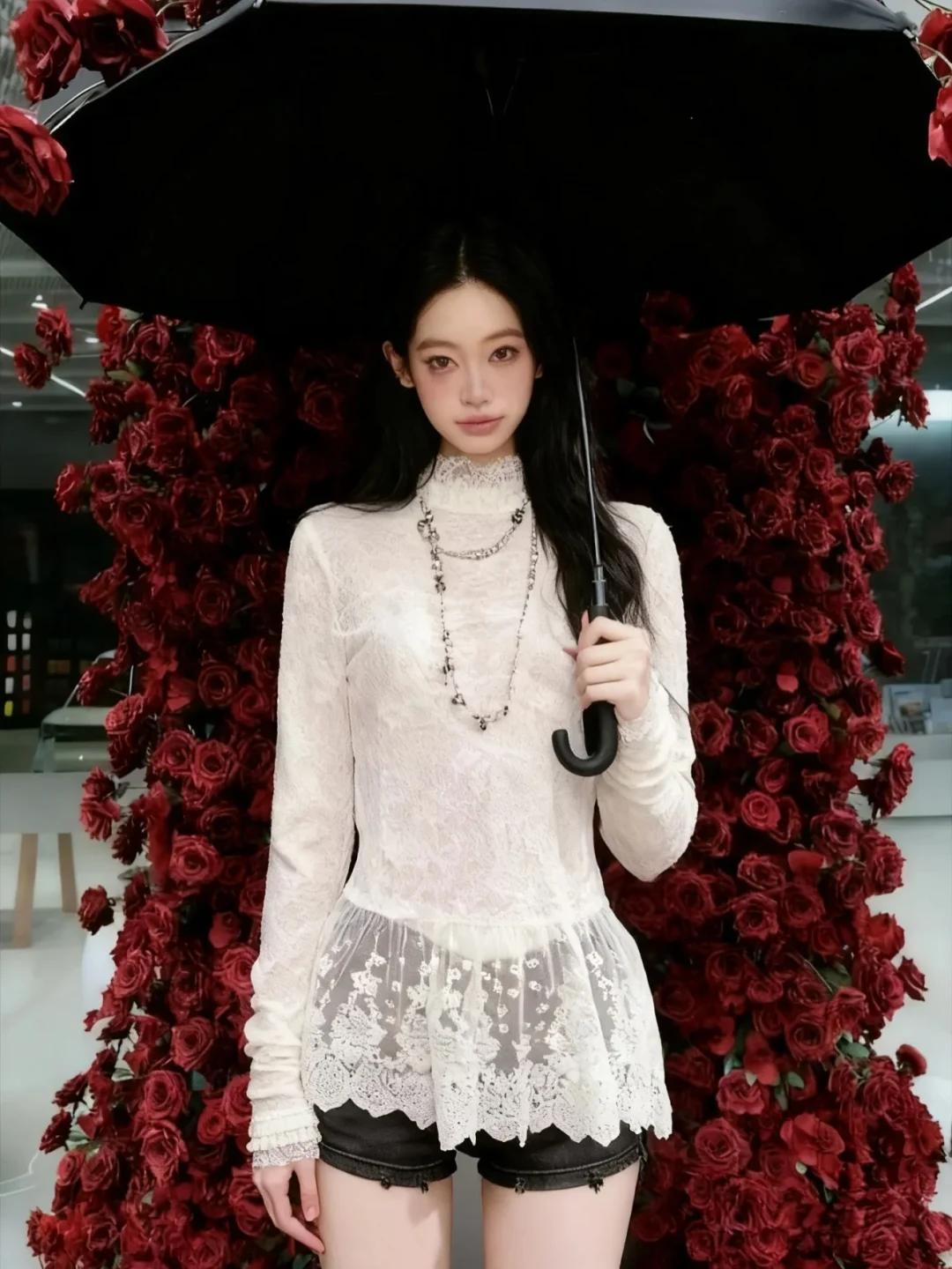 Ảnh 7 của Áo thun mỏng phối ren trắng nữ