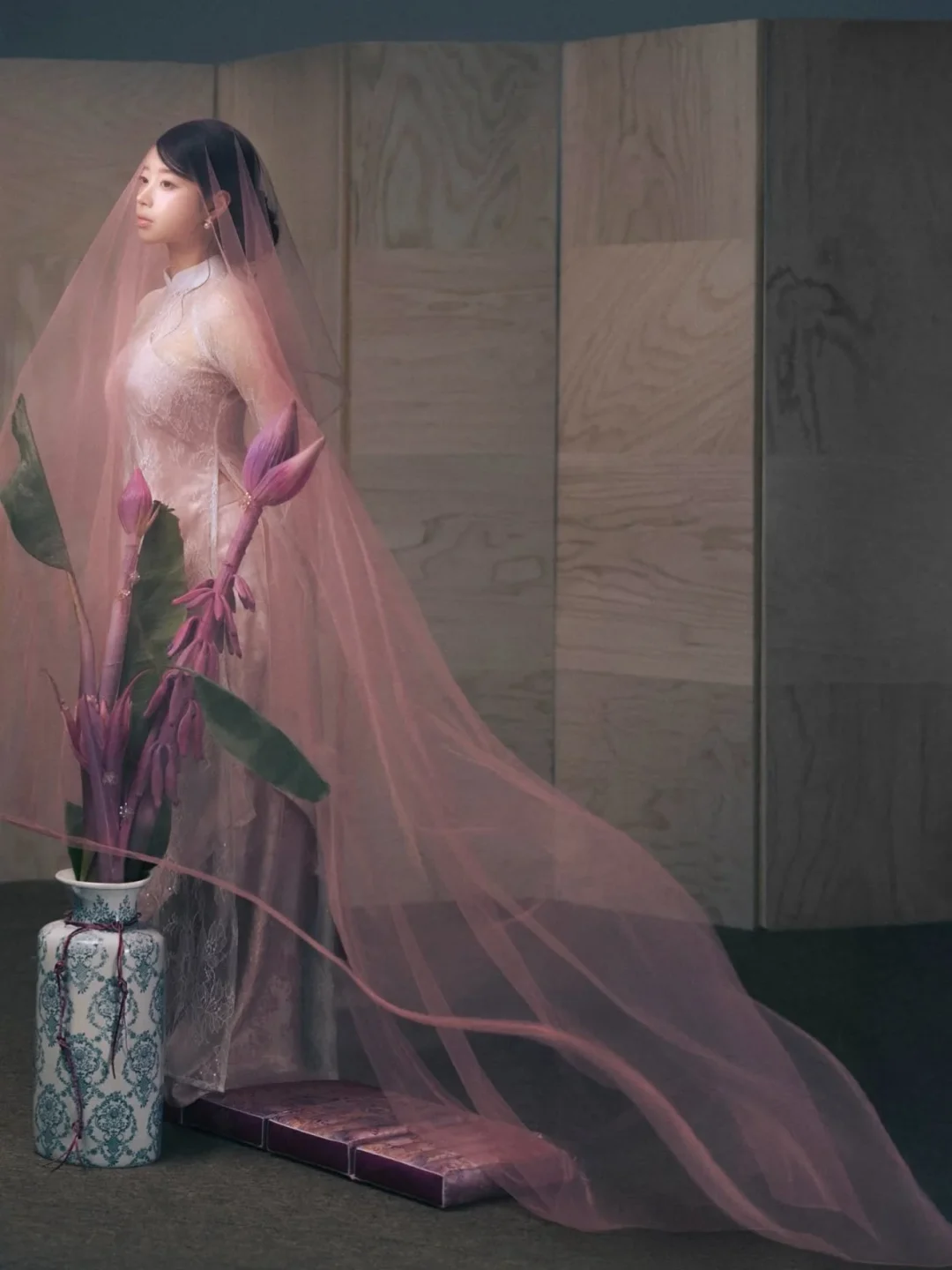 Photo 5 of Áo dài ren hồng pastel Duyên DH0021