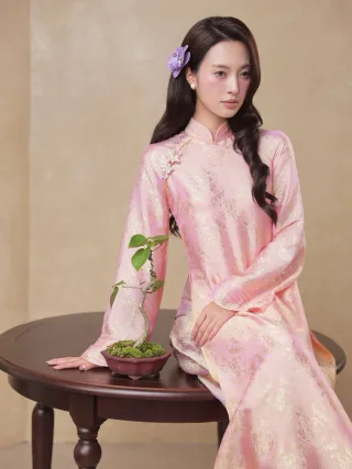 Photo 2 of Áo dài lụa hồng pastel Mộng Uyển