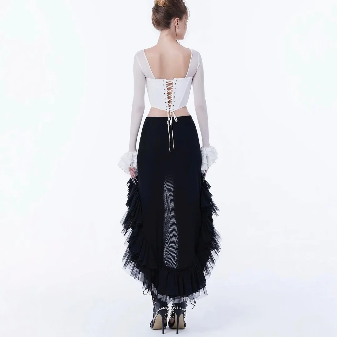 Ảnh 4 của Chân váy Coco Liniss ruffle đen trắng size S