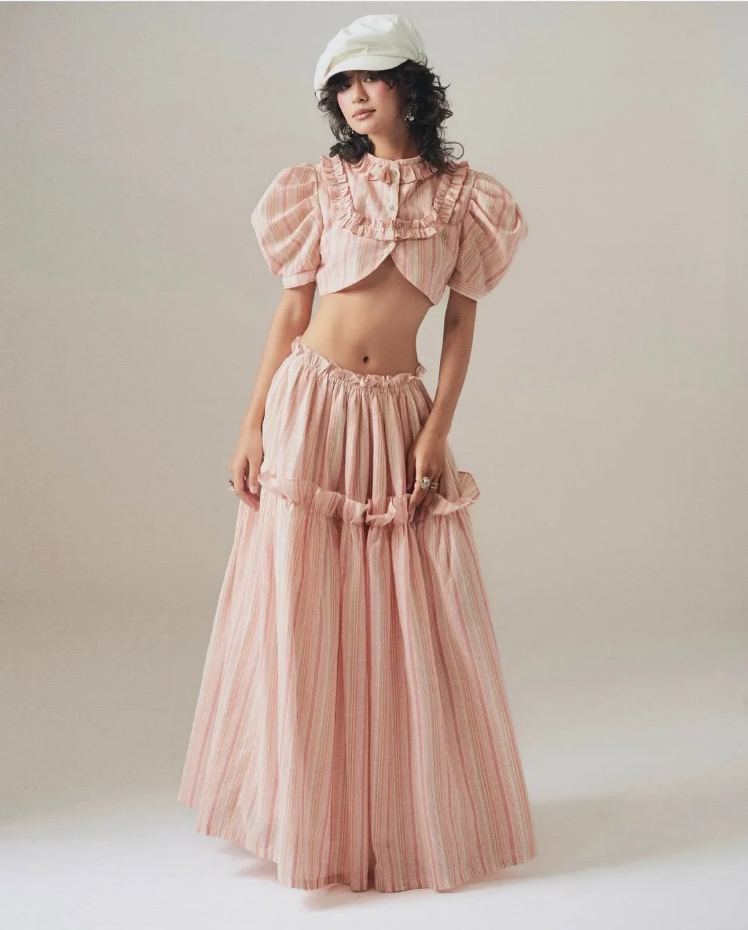 Photo 10 of Set Lullaby SH0003 Crop Top Váy Sọc Hồng Nữ