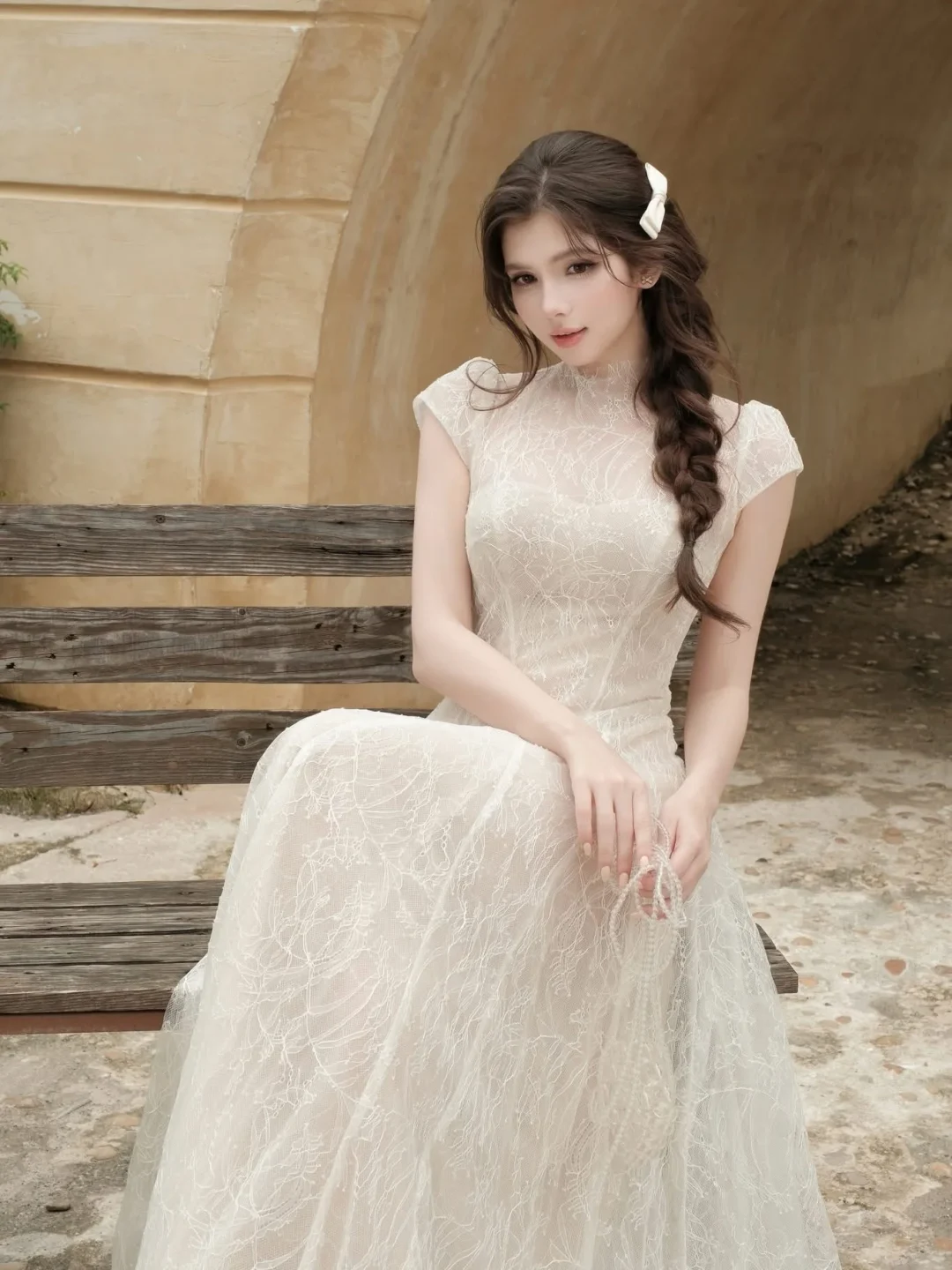 Ảnh 4 của Váy dài ren vintage Velia DK0024