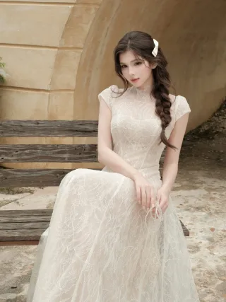 Ảnh 4 của Váy dài ren vintage Velia DK0024