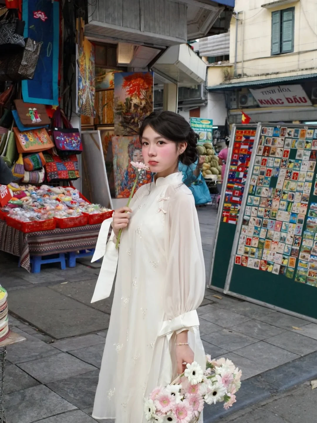 Photo 1 of Áo dài Mộc Miên trắng cách tân nữ