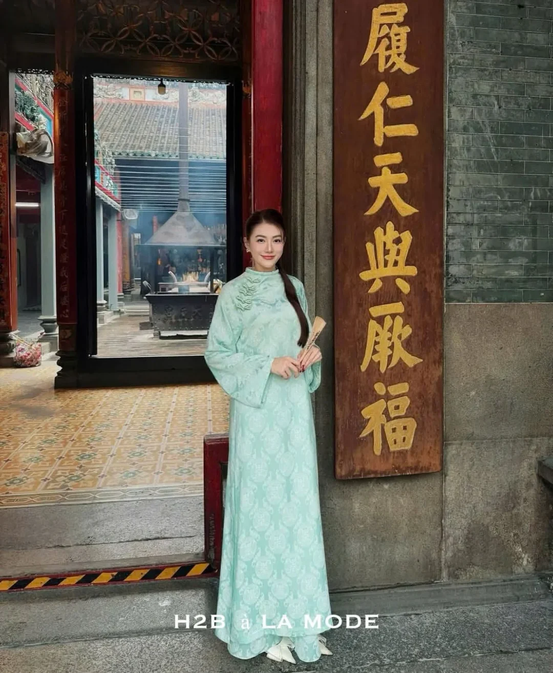 Photo 7 of Áo dài Mãn Anh Đường xanh mint freesize