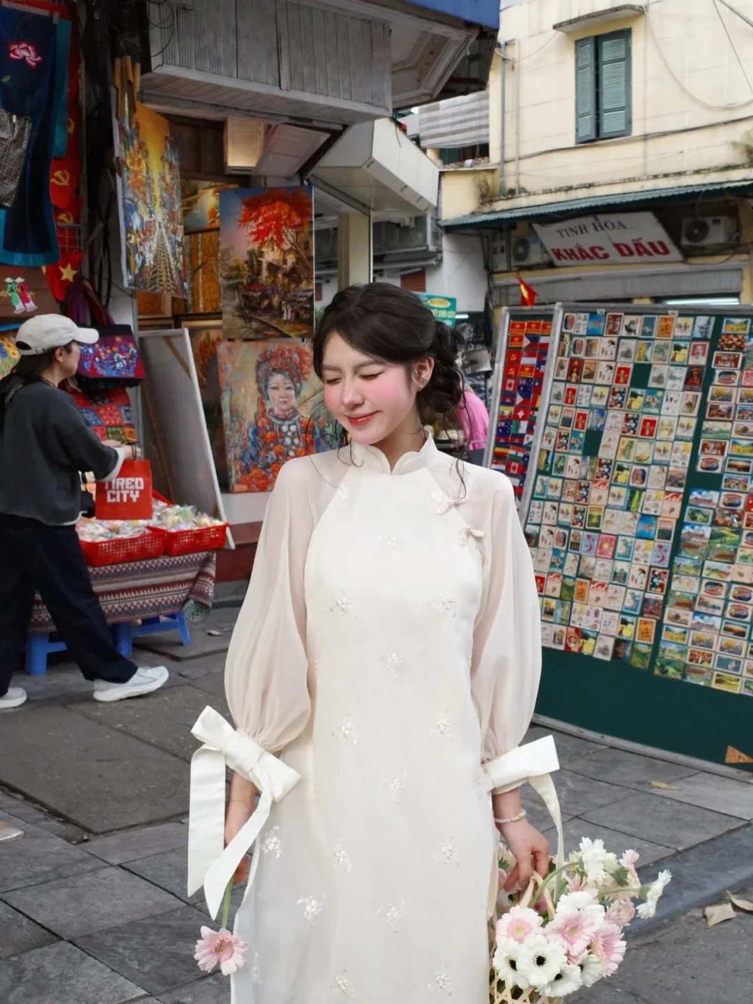 Photo 6 of Áo dài Mộc Miên trắng cách tân nữ