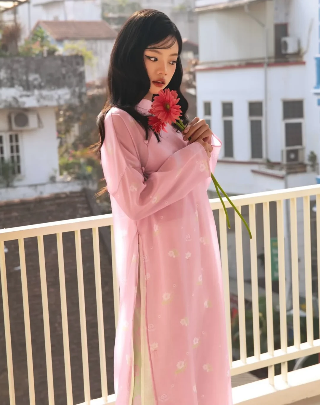 Photo 10 of Áo dài lụa hồng cách tân Tường Vân Naked by V