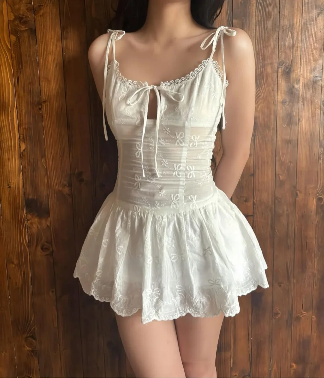 Photo 1 of Váy nơ ren trắng DT0035 nữ